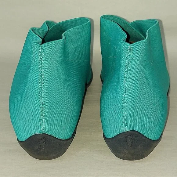 John Fluevog Women Power Up Embrace Elastic Ankle Booties Size 9 Teal Vegan - Picture 6 of 12